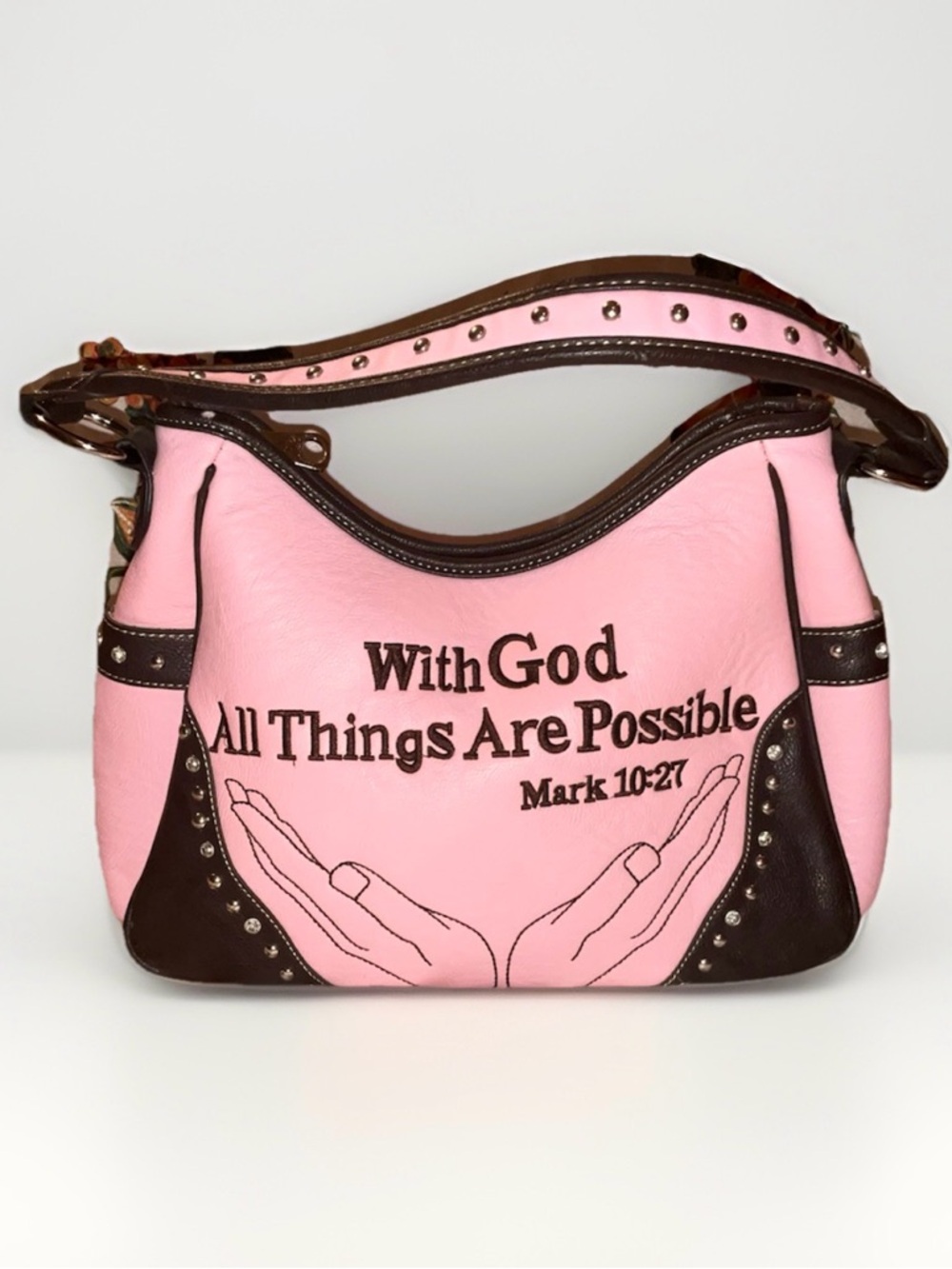 Montana West Pink and Brown Shoulder Bag - With God All Things Are Possible